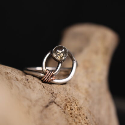 Dew Drop- Solid Sterling Silver and Copper with Tourmalinated Quartz Gemstone - Image 2