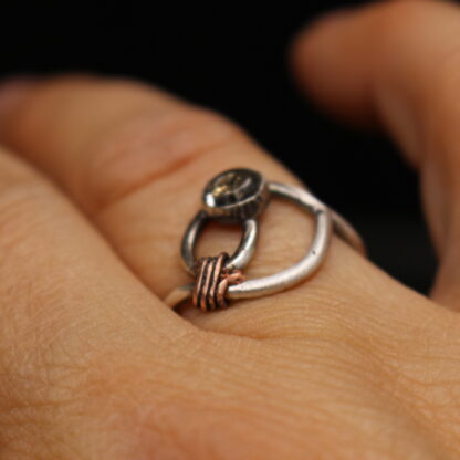 Dew Drop- Solid Sterling Silver and Copper with Tourmalinated Quartz Gemstone - Image 3