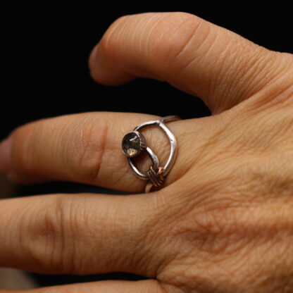Dew Drop- Solid Sterling Silver and Copper with Tourmalinated Quartz Gemstone - Image 5