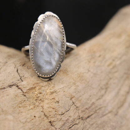 Oceans Inside- Solid Fine Silver and Rainbow Moonstone - Image 2