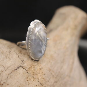 Oceans Inside- Solid Fine Silver and Rainbow Moonstone