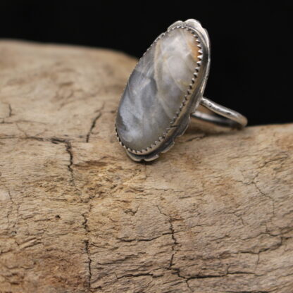 Oceans Inside- Solid Fine Silver and Rainbow Moonstone - Image 3