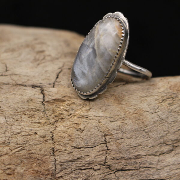 Oceans Inside- Solid Fine Silver and Rainbow Moonstone - Image 3
