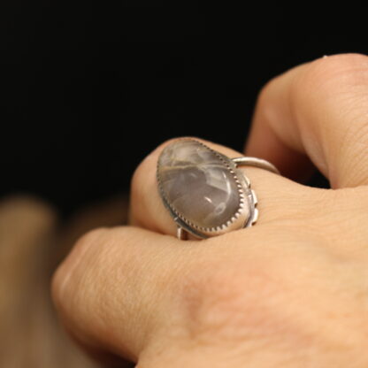 Oceans Inside- Solid Fine Silver and Rainbow Moonstone - Image 5