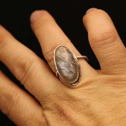 Oceans Inside- Solid Fine Silver and Rainbow Moonstone - Image 6