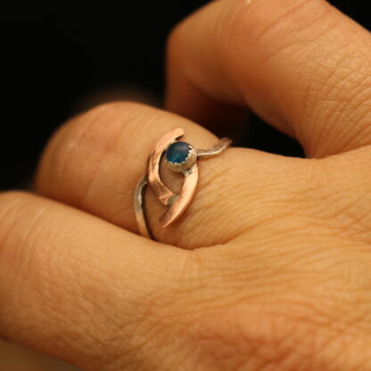 Blue and True- Solid Sterling Silver, Copper and Apatite Gemstone - Image 5