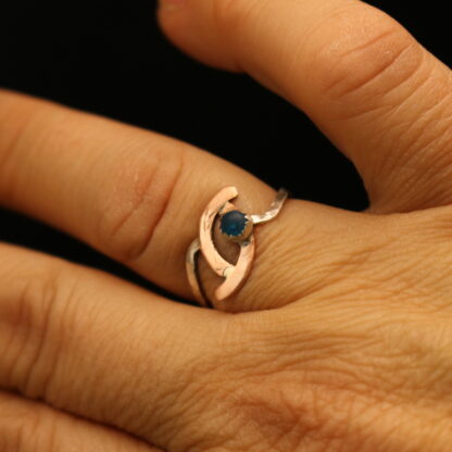 Blue and True- Solid Sterling Silver, Copper and Apatite Gemstone - Image 6