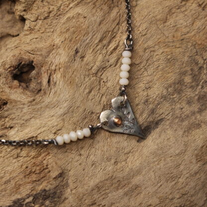 My Heart Grows - Sterling Silver, Copper and Gemstone Beads Necklace.