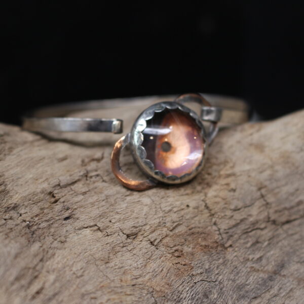 Perfect Vision - Copper, Sterling Silver and Clear Quartz Bracelet.