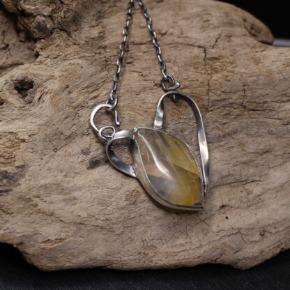 Citrous Glowing Heart - Sterling Silver and Citrine Gemstone Necklace