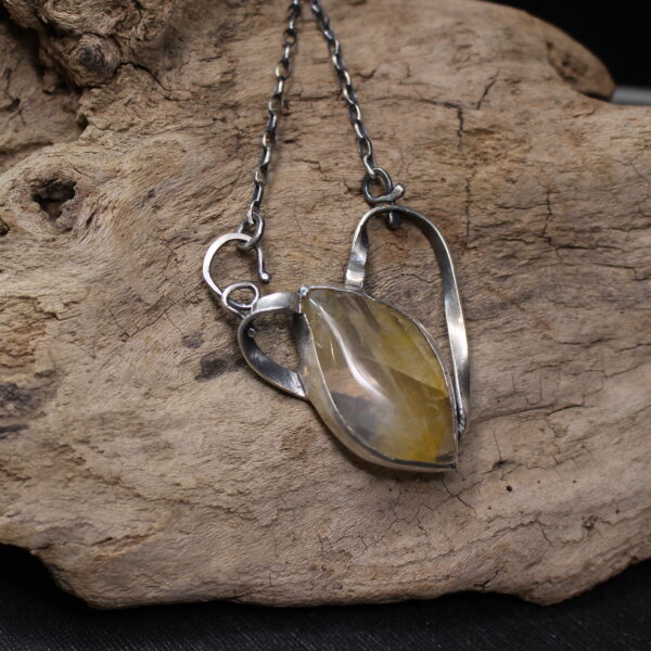 Citrous Glowing Heart - Sterling Silver and Citrine Gemstone Necklace