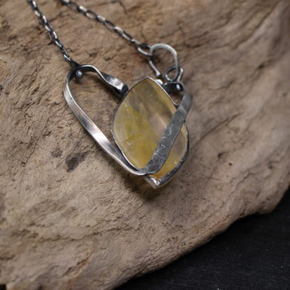 Citrous Glowing Heart - Sterling Silver and Citrine Gemstone Necklace - Image 3
