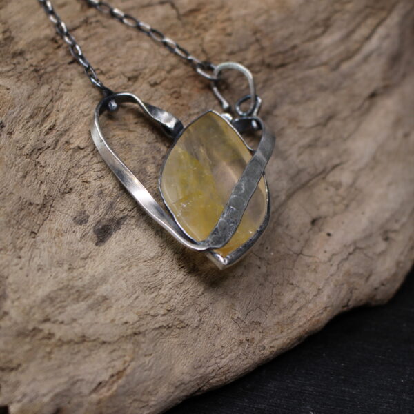 Citrous Glowing Heart - Sterling Silver and Citrine Gemstone Necklace - Image 3