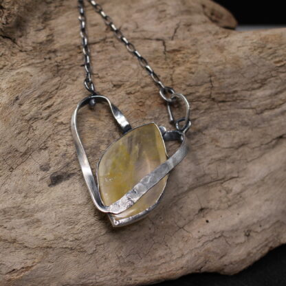 Citrous Glowing Heart - Sterling Silver and Citrine Gemstone Necklace - Image 2