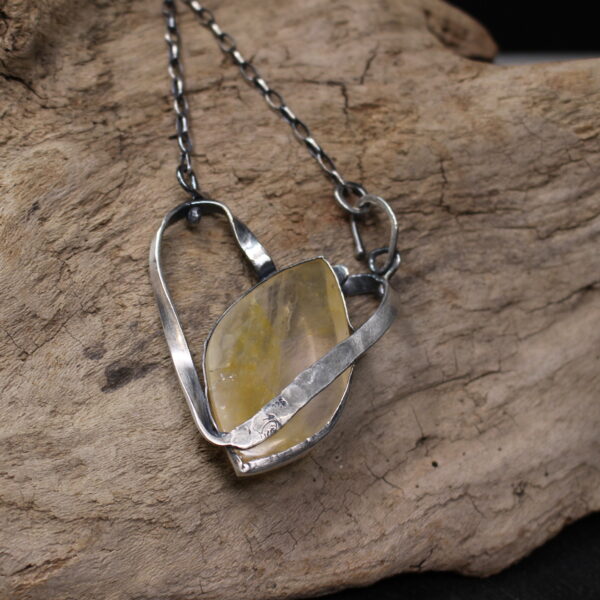 Citrous Glowing Heart - Sterling Silver and Citrine Gemstone Necklace - Image 2