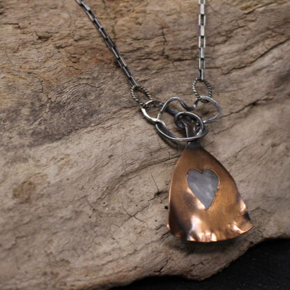 Moonstone Rising - Copper, Sterling Silver and Moonstone Gemstone Necklace - Image 3