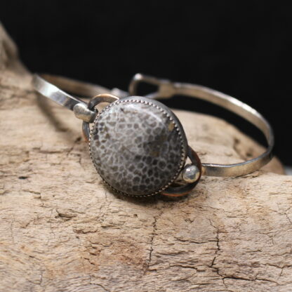 Coral Ode - Sterling Silver and Black Fossil Coral Bracelet.
