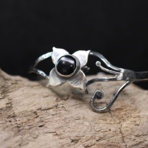 Black Ivy in Bloom - Sterling Silver and Onyx Bracelet.