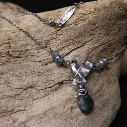 Moss Crox - Sterling Silver, Moss Agate Gemstone Necklace