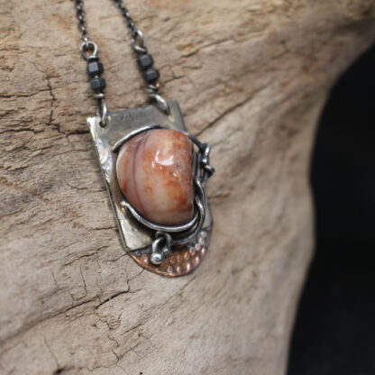 Rapunzel In Love - Sterling Silver, Copper and Pink Andean Opal Necklace