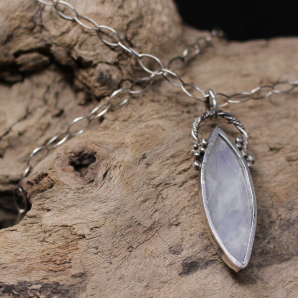 Magnetic Moonstone - Sterling Silver and Rainbow Moonstone Gemstone Necklace - Image 3