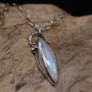 Magnetic Moonstone - Sterling Silver and Rainbow Moonstone Gemstone Necklace