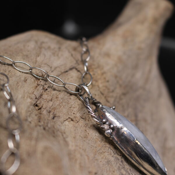 Magnetic Moonstone - Sterling Silver and Rainbow Moonstone Gemstone Necklace - Image 5
