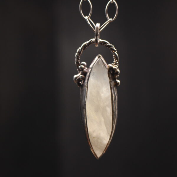 Magnetic Moonstone - Sterling Silver and Rainbow Moonstone Gemstone Necklace - Image 8