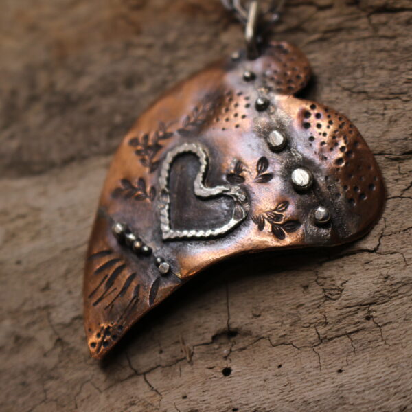 Queen of Broken Hearts - Sterling Silver and Copper Necklace - Image 3