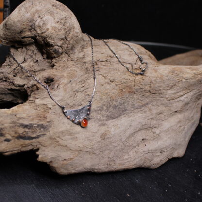 Fountain of Light- Sterling Silver, Copper and Orange Carnelian Agate Necklace - Image 2