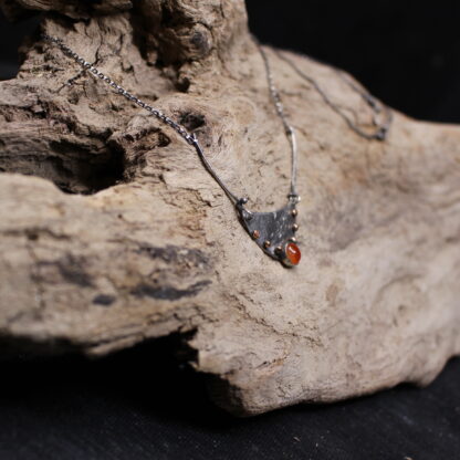 Fountain of Light- Sterling Silver, Copper and Orange Carnelian Agate Necklace - Image 5