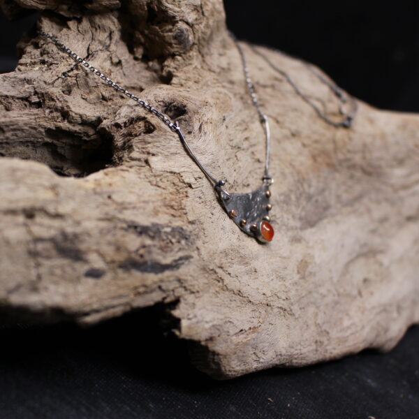 Fountain of Light- Sterling Silver, Copper and Orange Carnelian Agate Necklace - Image 5