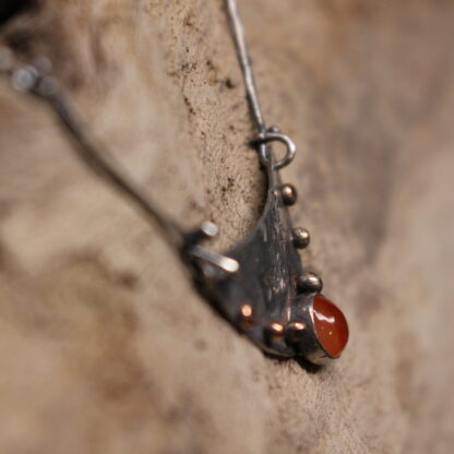 Fountain of Light- Sterling Silver, Copper and Orange Carnelian Agate Necklace - Image 8