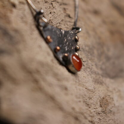 Fountain of Light- Sterling Silver, Copper and Orange Carnelian Agate Necklace - Image 9