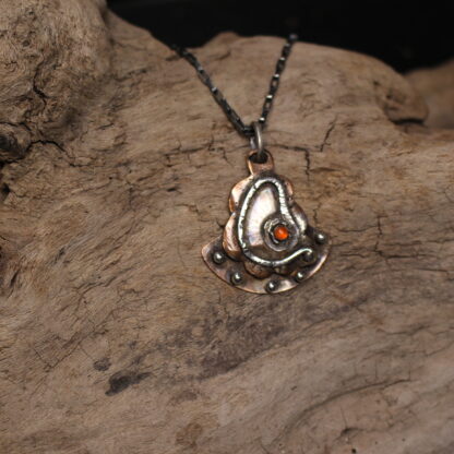 From India With Love- Sterling Silver, Copper and Orange Carnelian Agate Necklace