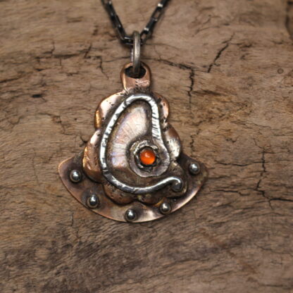From India With Love- Sterling Silver, Copper and Orange Carnelian Agate Necklace - Image 2