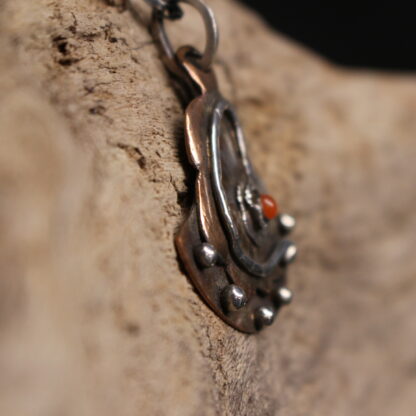 From India With Love- Sterling Silver, Copper and Orange Carnelian Agate Necklace - Image 3