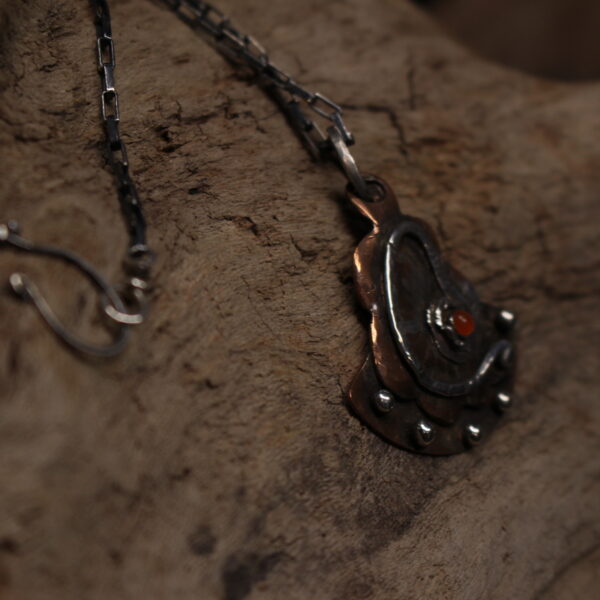From India With Love- Sterling Silver, Copper and Orange Carnelian Agate Necklace - Image 6