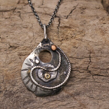 Whimsical Yang - Sterling Silver and Copper Necklace