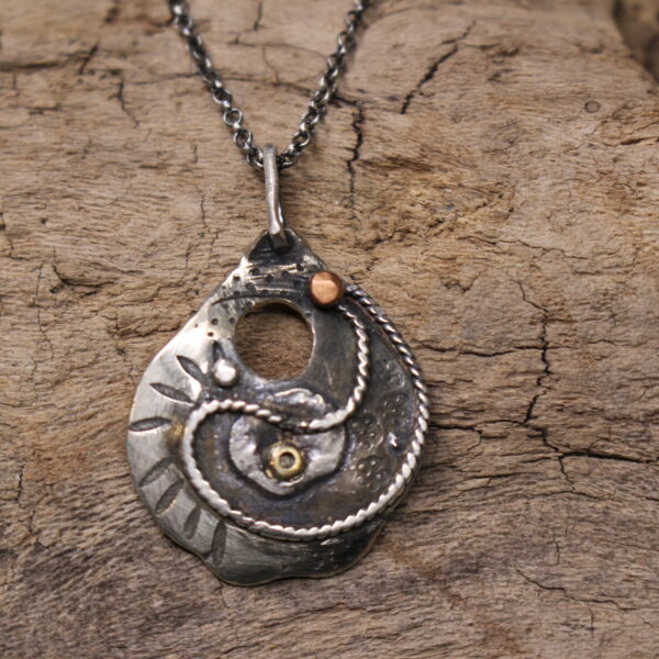 Whimsical Yang - Sterling Silver and Copper Necklace