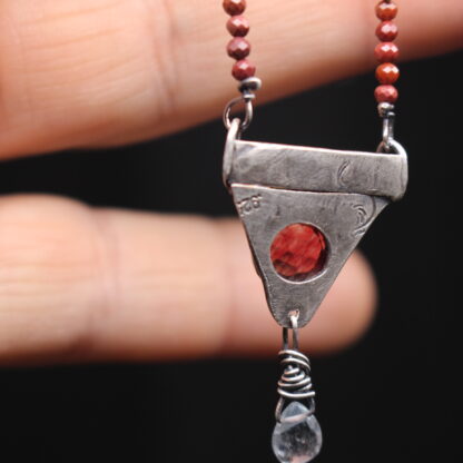 Ancient Tear- Sterling Silver, Madagascar Ruby, Aquamarine and Carnelian Necklace - Image 13
