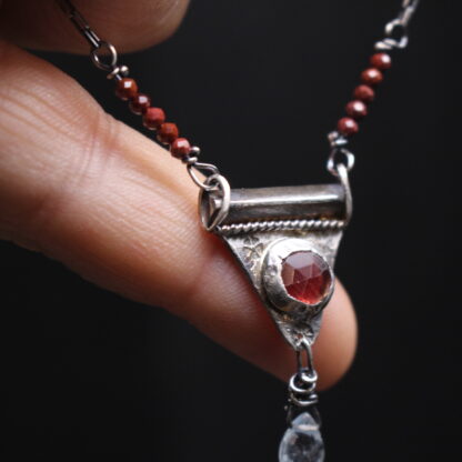 Ancient Tear- Sterling Silver, Madagascar Ruby, Aquamarine and Carnelian Necklace - Image 15