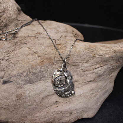 Refuge Under the Waves- Sterling Silver and Copper Necklace - Image 3