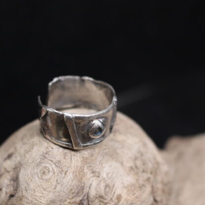Oceans Inside- Solid Rustic Fine Silver Ring (Labradorite Gemstone) - Image 14